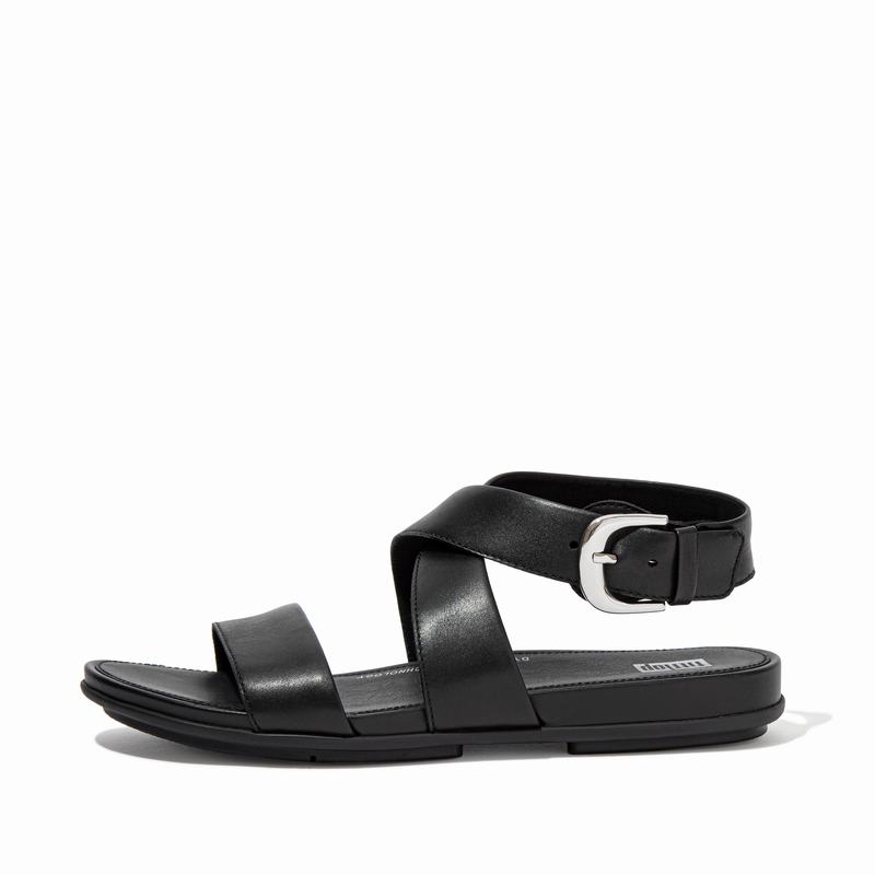 FitFlop Gracie Leder Schwarz - FitFlop Backstrap Sandalen Damen Schweiz [UPRD-07246]